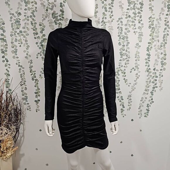 GOOD American High Shine Compression Ruched Mini Dress Sz 2 or M - Picture 5 of 13